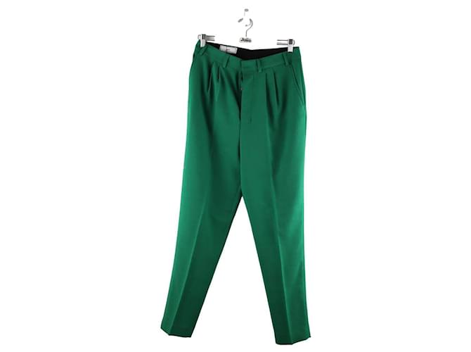 Ami Pantalones rectos de lana Verde  ref.1426292