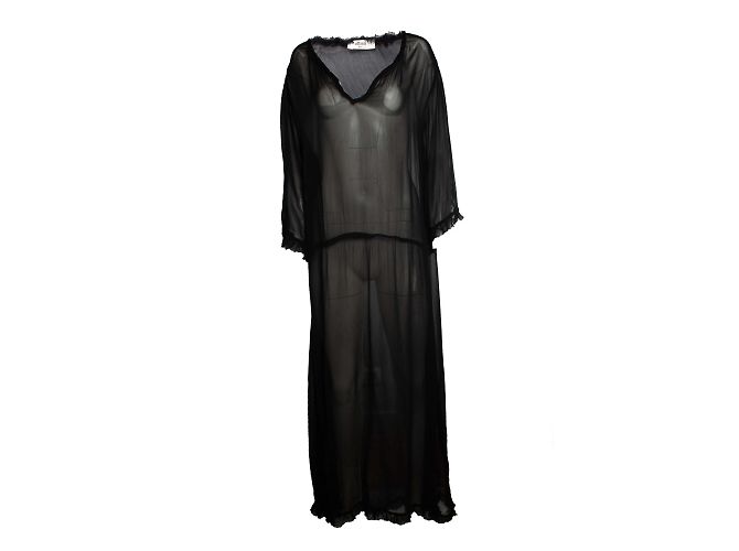 Autre Marque ME369, abito kaftan trasparente in nero