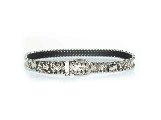 Isabel Marant, Zap belt with studs and snake print Silvery