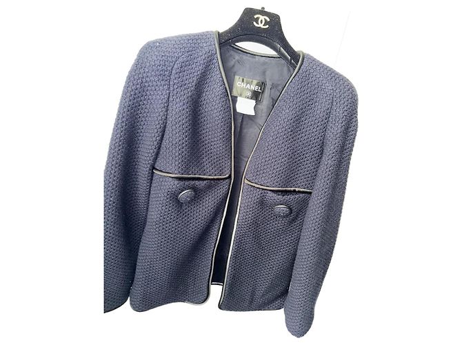 Cappotto Chanel in lana blu navy