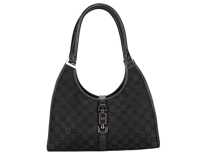 Gucci GG Monogram Jackie Schultertasche Schwarz Leder  ref.1426443