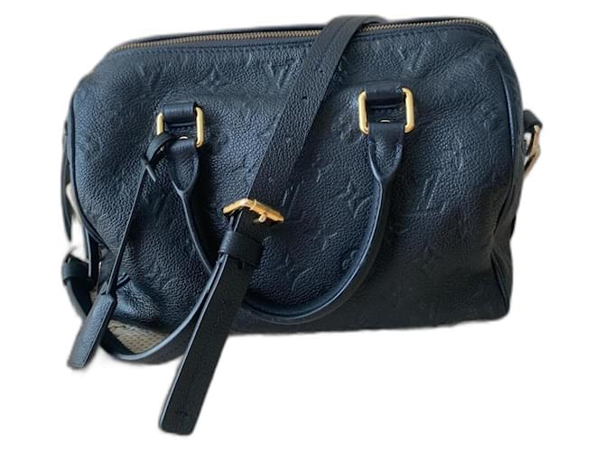 Louis Vuitton Speedy leather imprint Navy blue  ref.1426531