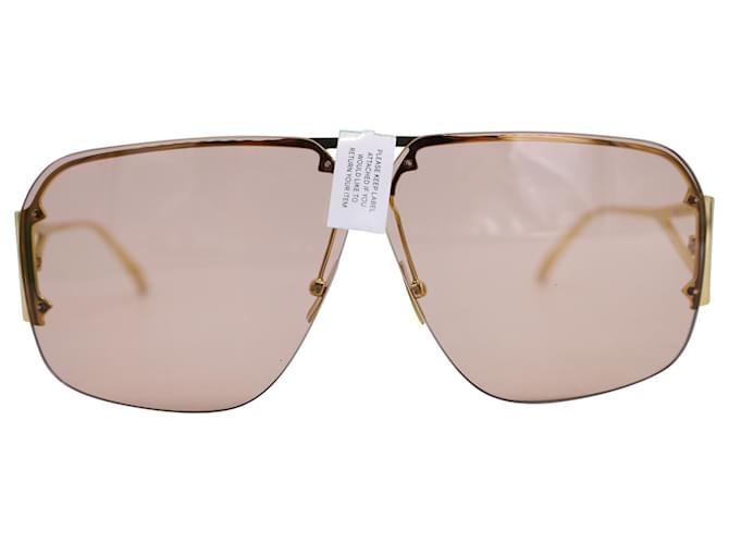 Lunettes de soleil aviateur Bottega Veneta BV1065 en métal doré Marron Rouge  ref.1426534