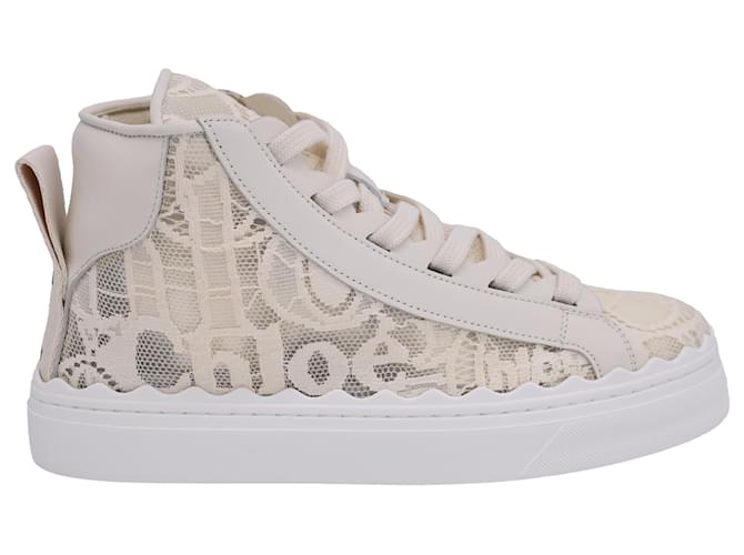 Baskets montantes en dentelle Chloe Lauren en coton ecru Blanc ref.1426541 Joli Closet