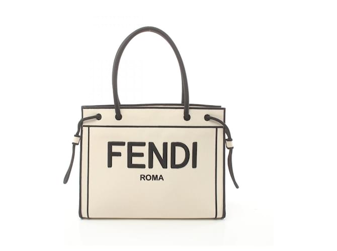 Bolso tote de lona Fendi Mini 8BH378 en excelente estado Blanco Lienzo  ref.1426594