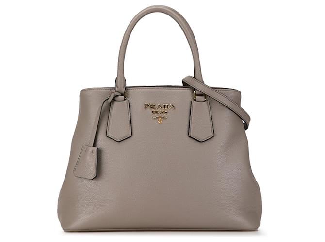 Bolso Prada de vitello daino marrón Castaño Gris pardo Cuero Becerro  ref.1426700