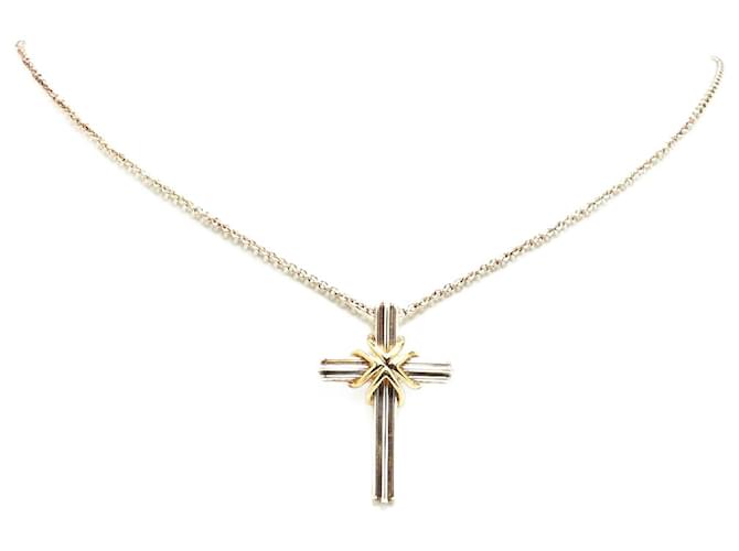 Tiffany & Co Colar com pingente de cruz em prata esterlina Tiffany Metal Ouro amarelo  ref.1426754