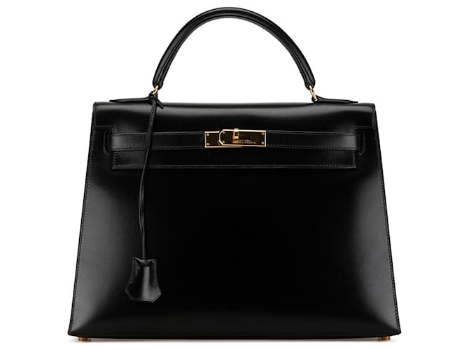 Hermès Kelly Sellier 32 en veau noir Cuir Veau façon poulain  ref.1426769