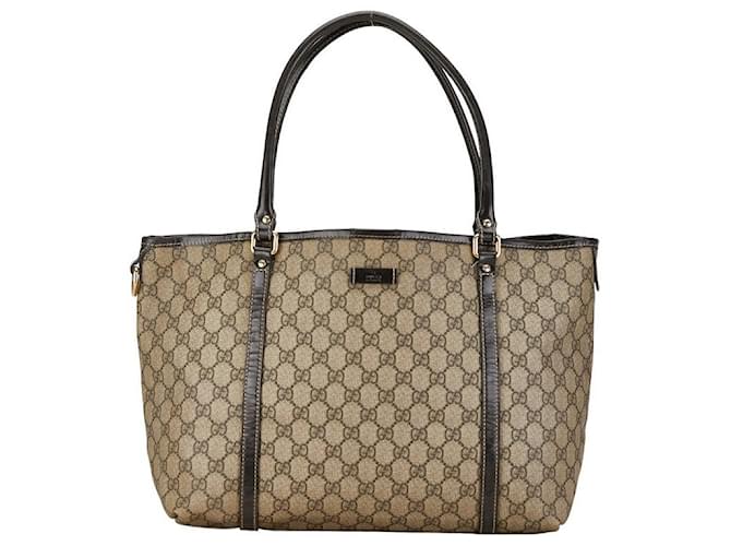 Gucci GG Supreme Leder PVC Tote Bag 197953 in sehr gutem Zustand Braun Leinwand  ref.1426848