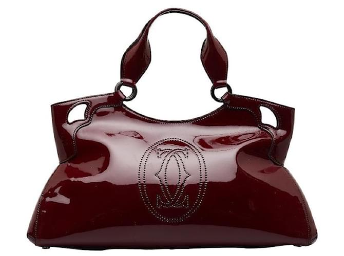 Borsa Cartier Marcello in smalto rosso vino in ottime condizioni Pelle  ref.1426855