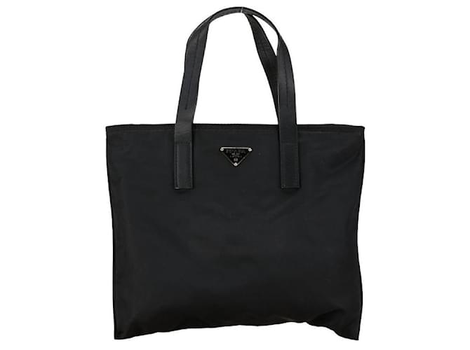 Borsa a mano Prada in nylon e pelle con placca logo triangolare BN0332 in buone condizioni Nero Tela  ref.1426867