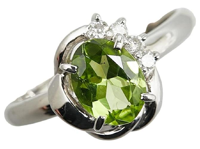 & Other Stories Pt850 Platinum Peridot 1.13ct Diamond 0.07ct Ring in Great Condition Silvery Metal  ref.1426870