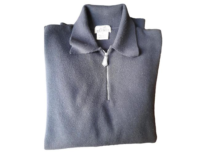 Hermès Long sleeve cashmere pull with trucker collar Black