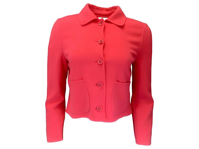 Chaqueta de lana recortada con botones en la parte delantera Agnona Raspberry Rosa  ref.1427263