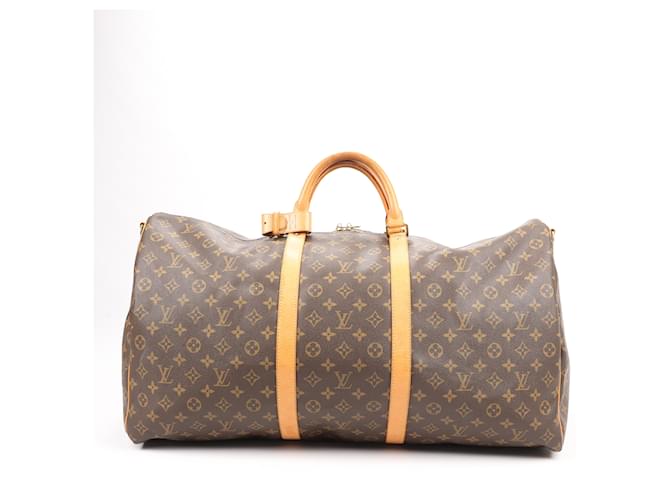 Louis Vuitton Monogram Canvas Keepall 60 Travel Bag M41422 Brown Leather  ref.1427283