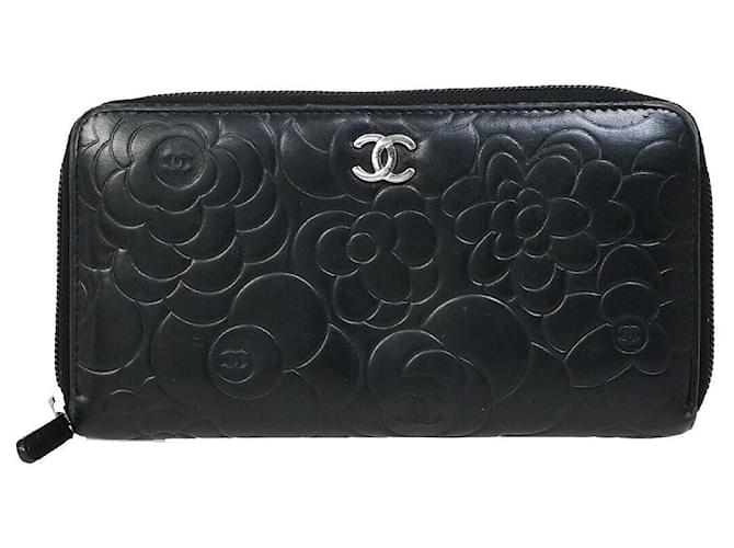 Chanel Camélia Black Leather  ref.1427377