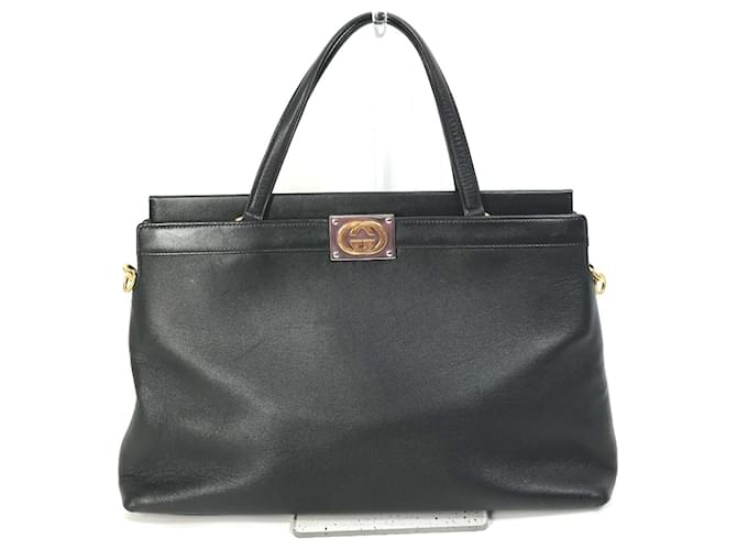 Gucci Interlocking G Black Leather  ref.1427459