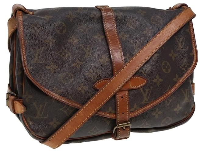 Louis Vuitton Saumur Marrone Tela  ref.1427462