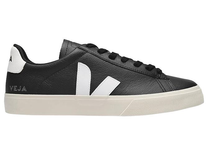 Veja Baskets Campo en cuir chromé noir et blanc