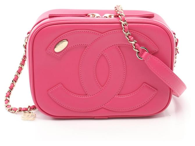 Sac à bandoulière Chanel Vanity Chain en cuir 27786286 en très bon état Rose  ref.1427857