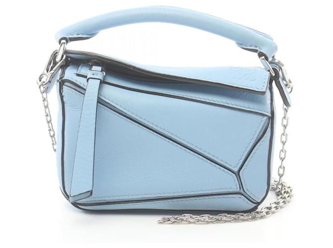 Sac Loewe Puzzle Bag Nano en cuir A510U98X01 en très bon état Bleu  ref.1427865