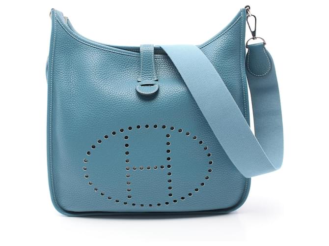 Hermès Hermes Clemence Evelyne III GM Leather Crossbody Bag in Very Good Condition Blue  ref.1427869