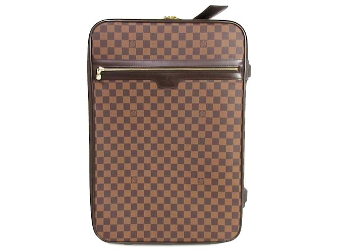 Louis Vuitton Brun Damier Ébène Pegase 60 Cuir Toile Veau façon poulain Marron  ref.1427983