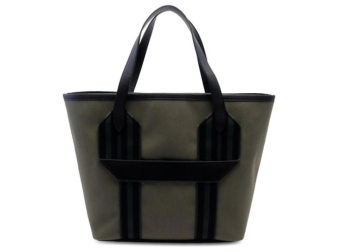 Trim Hermès Graue Canvas Pursangle Tote Braun Anthrazitgrau