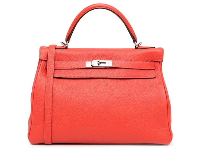 Hermès Rouge Togo Kelly Retourne 32 Cuir Veau façon poulain  ref.1427991