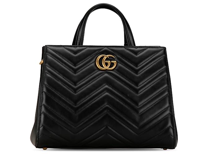 Tote Matelasse GG Marmont Noir Petit de Gucci Cuir Veau facon poulain ref.1428016 Joli Closet