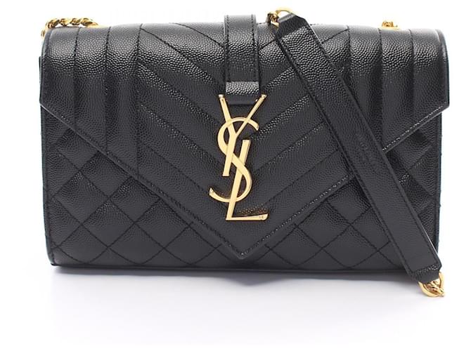 Yves Saint Laurent Envelope Shoulder Bag Leather Shoulder Bag in Excellent condition Black  ref.1428058