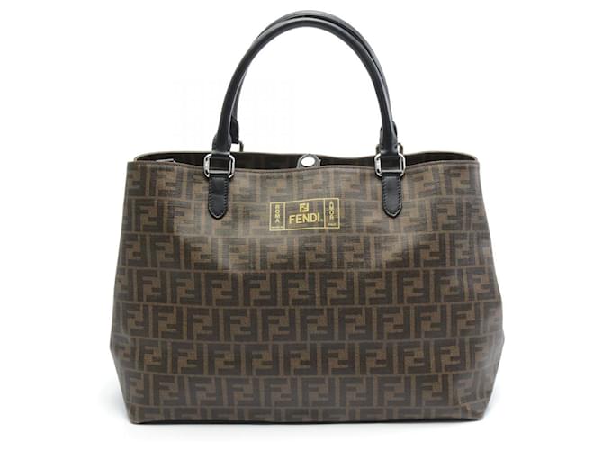 Sac fourre-tout Fendi Zucca en toile 7VA467 en excellent état Marron  ref.1428059