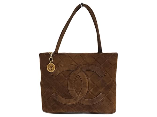 Vintage Chanel Medaillon bag Suede Caramel  ref.1428089