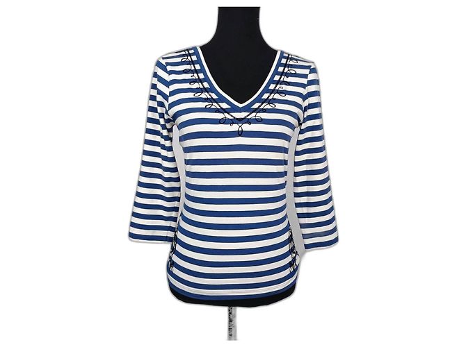 T-shirt Jean Paul Gaultier con righe bianche e blu Bianco