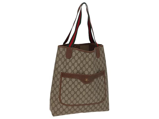 GUCCI GG Supreme Web Sherry Line Borsa Tote PVC Beige Rosso 378 02 003 Auth 77830  ref.1428160