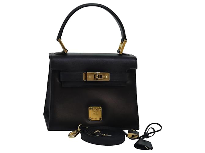 Sac à main MCM en cuir 2 voies noir Auth 77630  ref.1428209