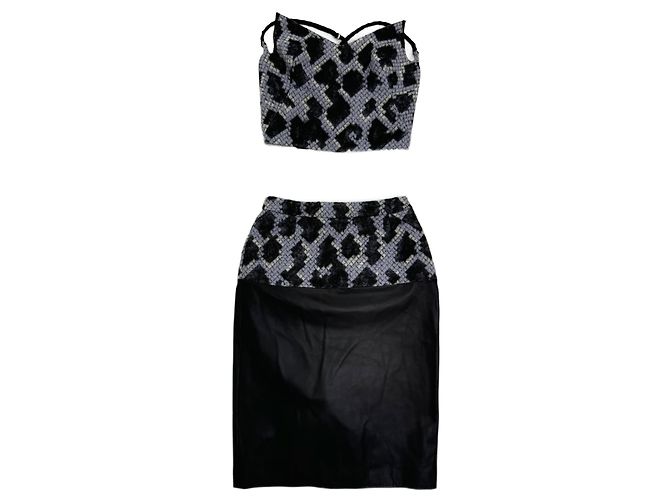 Conjunto top+saia Balenciaga Outono 2012 Preto Multicor