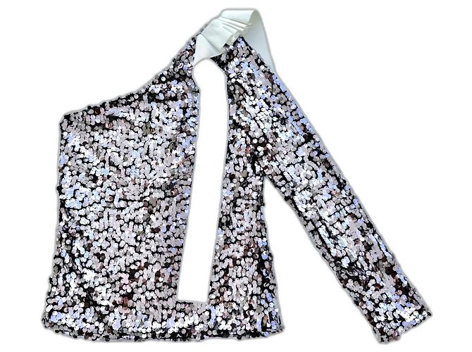 MSGM Silver Sequins Top