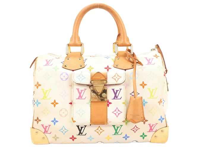 Borsa Speedy 30 Monogramma Multicolore Bianco Louis Vuitton M92643 Pelle  ref.1428401