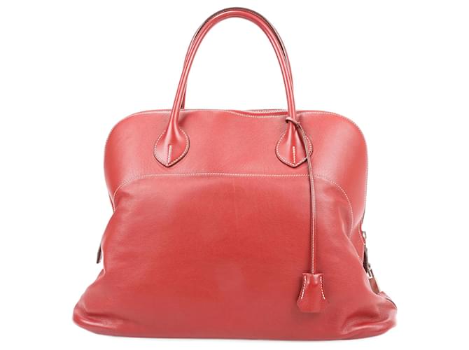 Hermès HERMES Bolide 40 Sikkim Rouge Sac à main Finitions Métalliques Argentées Cuir  ref.1428403