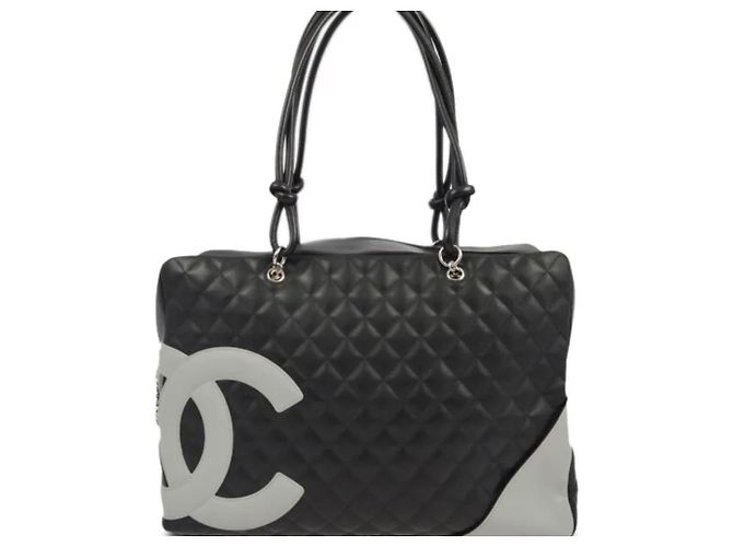 Sac à main Chanel Cambon Grand Modèle Cuir Noir et Gris