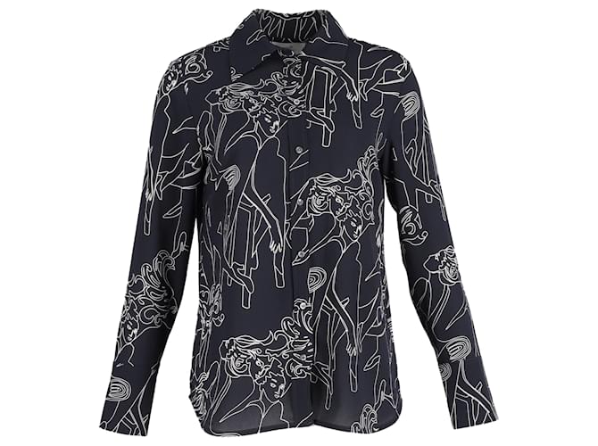 Victoria, Victoria Beckham Printed Shirt in Black Polyester Viscose Cellulose fibre  ref.1428450