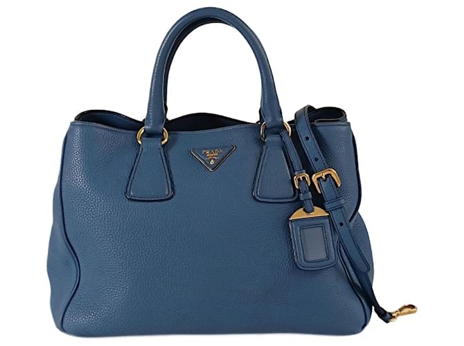 お歳暮 人気 Prada Shopper shoulder bag in cobalt buckskin Blue Light 小物