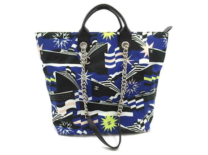 Bolsa tote de lona 2-em-1 da coleção Chanel La Pausa 27137678 em ótimo estado Azul  ref.1428506