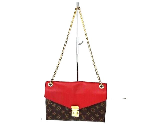 Louis Vuitton Pallas Monogramm Dune Handtasche Braun Rot