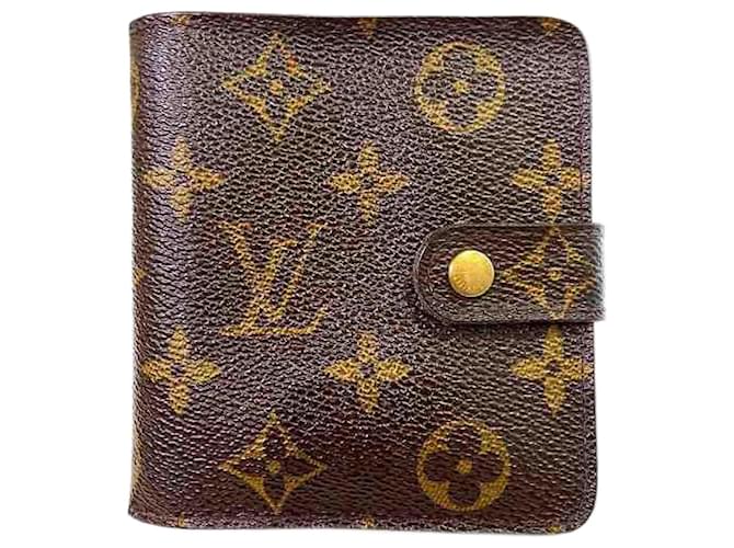 Louis Vuitton Compact zip Brown Cloth  ref.1428729