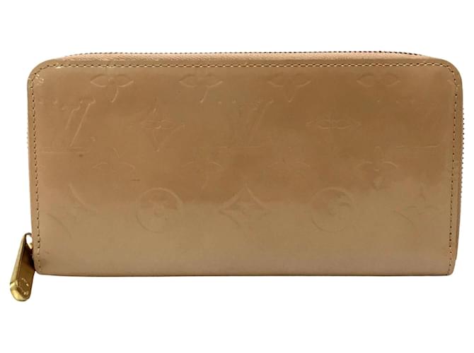 Portefeuille Zippy Louis Vuitton Cuir vernis Beige  ref.1428781