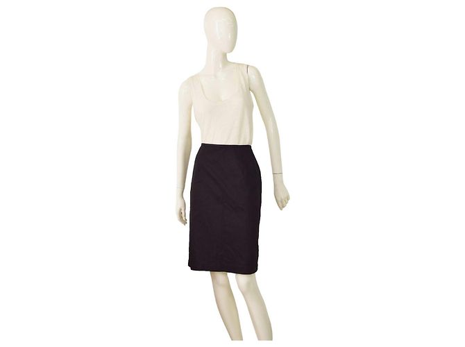 Falda lápiz negra de mezcla de algodón Calvin Klein Talla 10 Negro