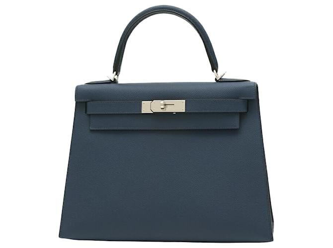 Hermès Kelly 28 Navy blue Leather  ref.1428821