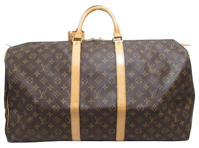 Louis Vuitton Keepall 55 Marrom Lona  ref.1428857